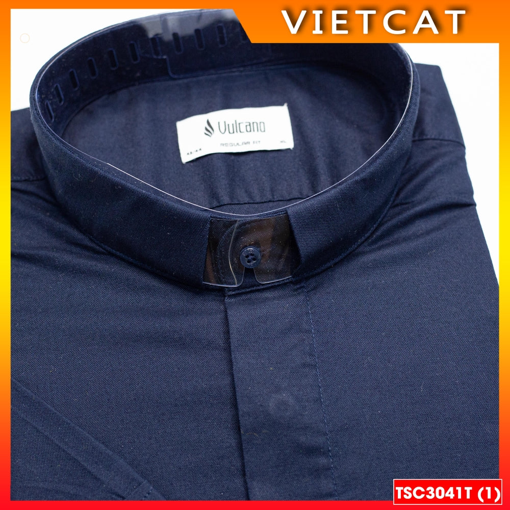 High-quality black short-sleeved priest collared shirt TSC3041T - Gift for patronal feast, ordination, parish priest's birthday