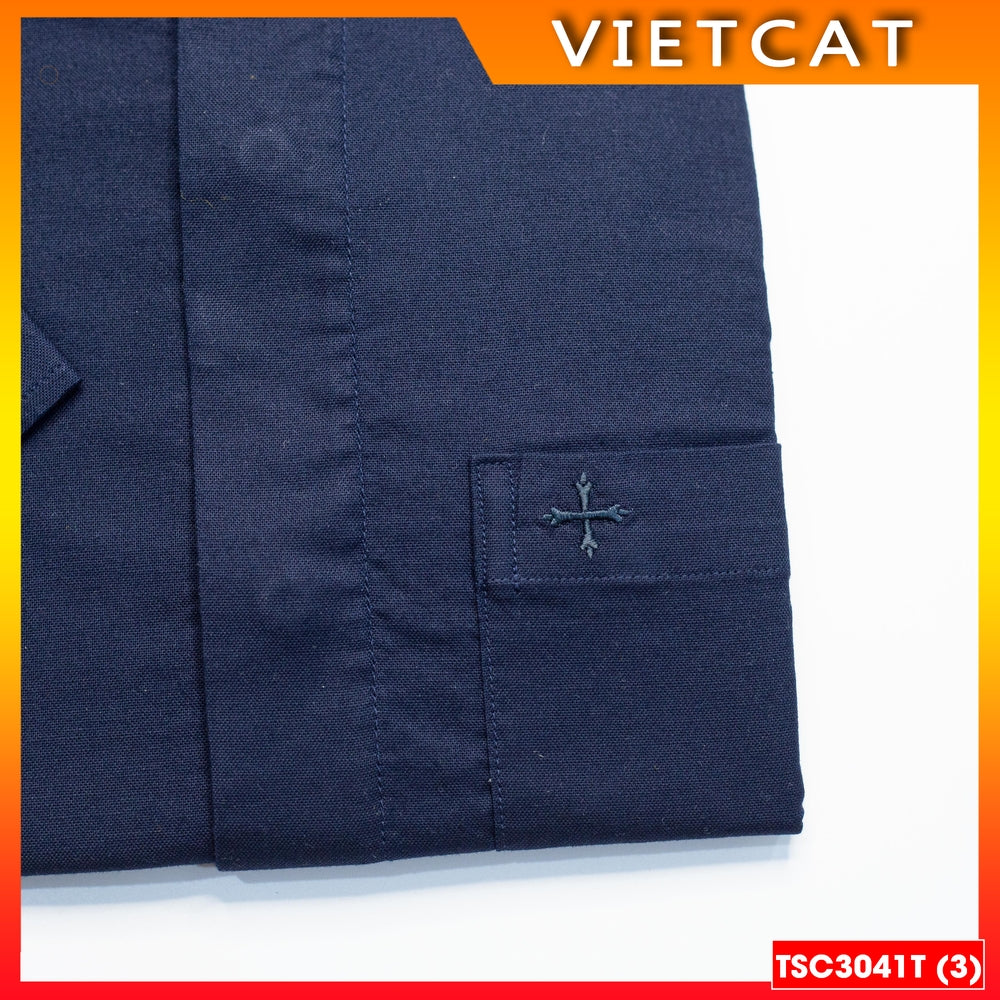 High-quality black short-sleeved priest collared shirt TSC3041T - Gift for patronal feast, ordination, parish priest's birthday