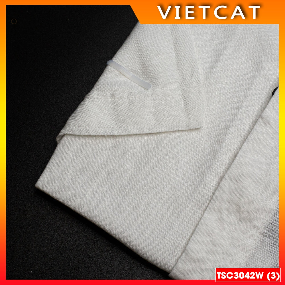 White cotton short-sleeved priest collared shirt TSC3042W - Gift for patronal feast, ordination, parish priest's birthday