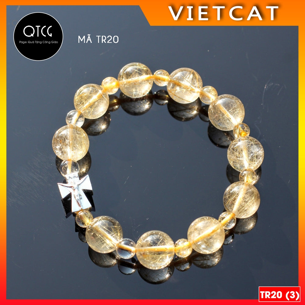 Rosary - Golden Rutilated Quartz Rosary - Model TR20 for men and women - Delicate and meaningful Catholic gift