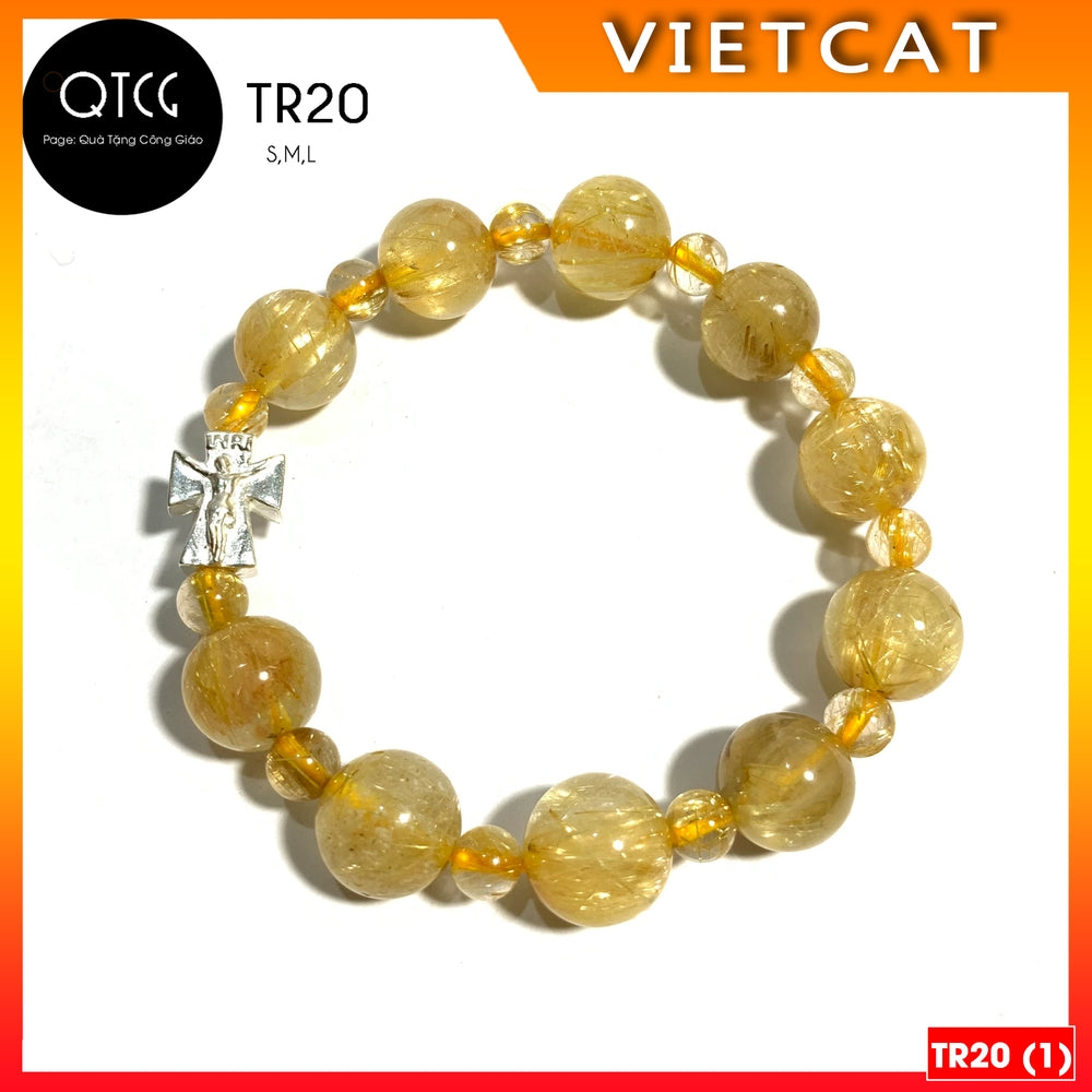 Rosary - Golden Rutilated Quartz Rosary - Model TR20 for men and women - Delicate and meaningful Catholic gift