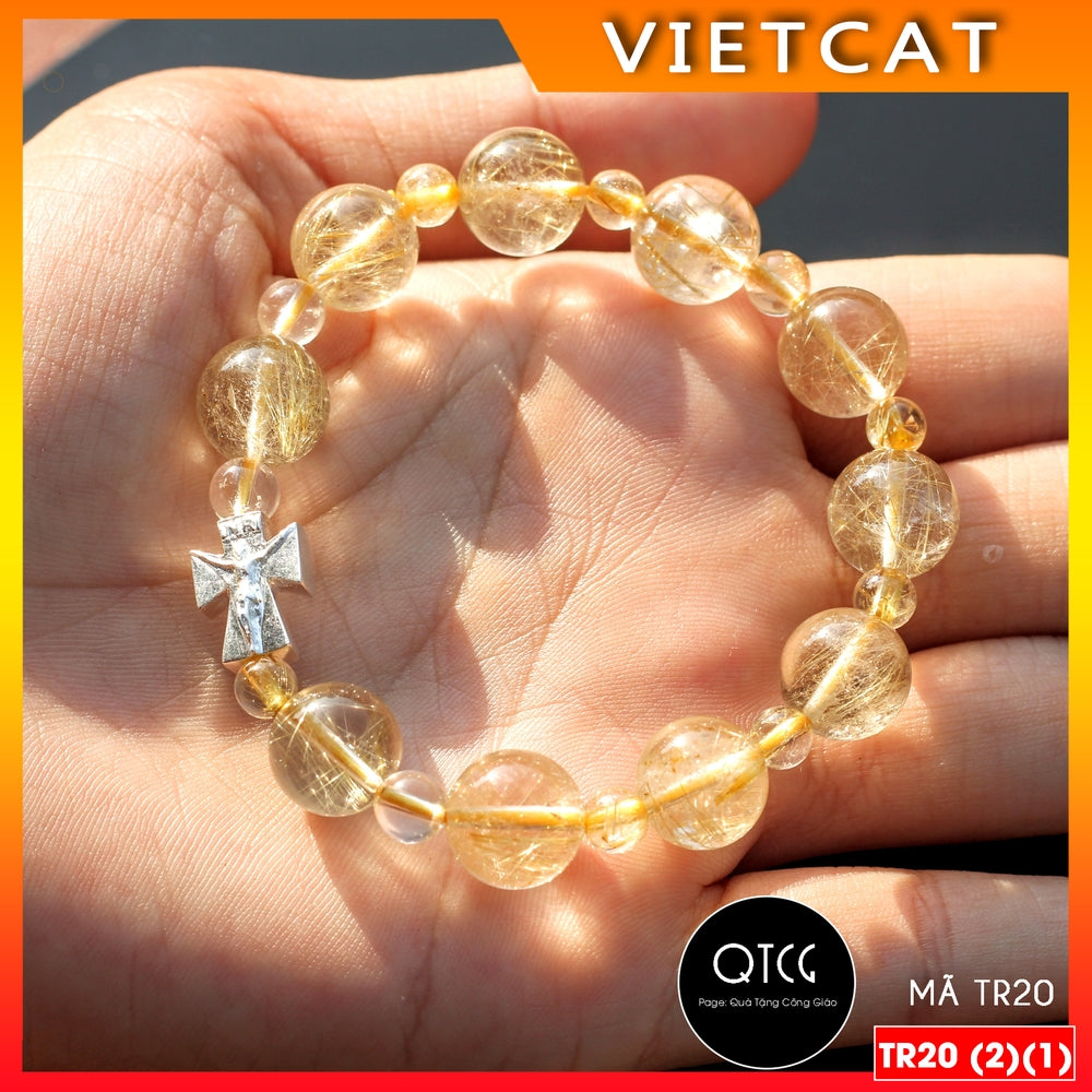 Rosary - Golden Rutilated Quartz Rosary - Model TR20 for men and women - Delicate and meaningful Catholic gift