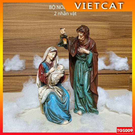 Christmas Santa Statue Set 25cm (2 statues) Composite TGS009 Catholic gift, Christmas decoration