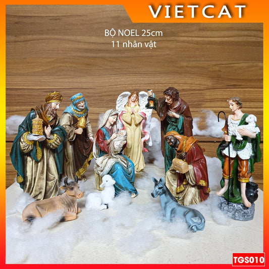 Christmas Santa Statue Set 25cm (11 statues) Composite TGS010 Catholic gift, Christmas decoration