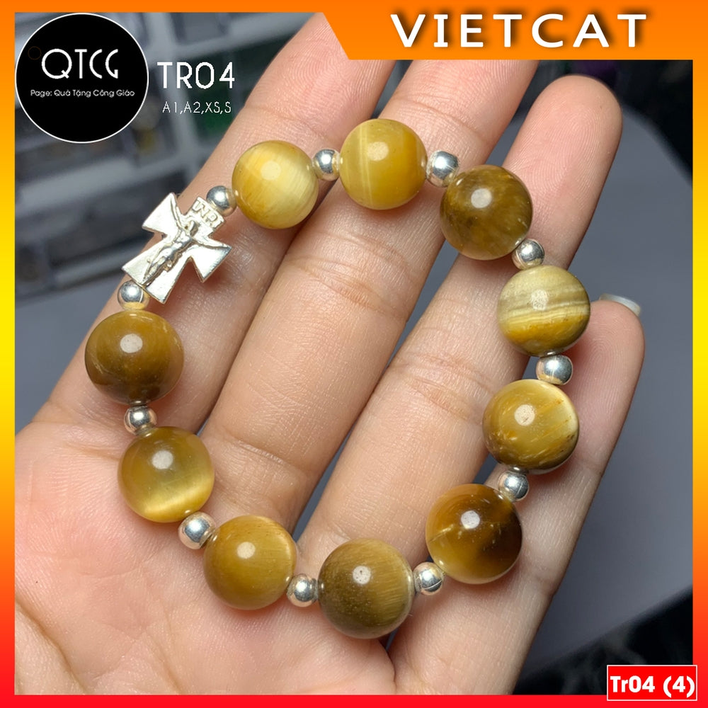 Rosary - Yellow Tiger Eye Stone Rosary - Model TR04 for men and women - Delicate and meaningful Catholic gift
