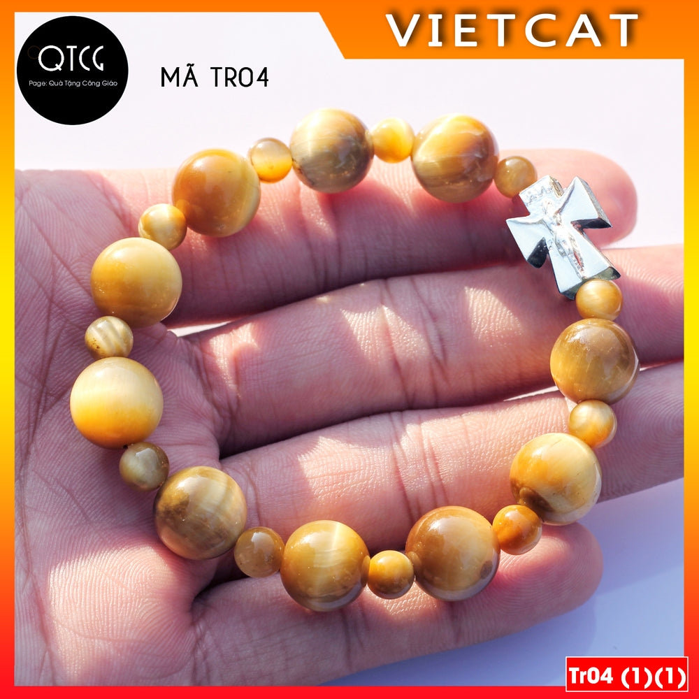 Rosary - Yellow Tiger Eye Stone Rosary - Model TR04 for men and women - Delicate and meaningful Catholic gift