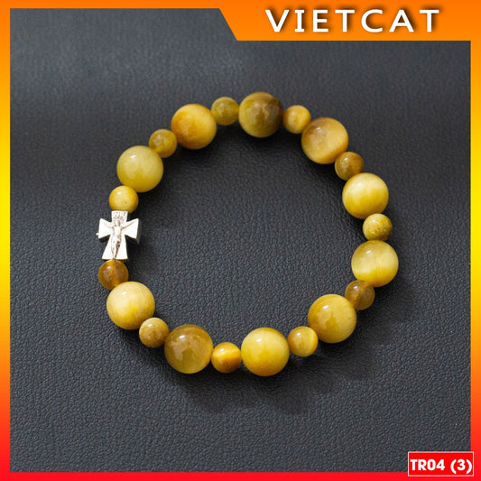 Rosary - Yellow Tiger Eye Stone Rosary - Model TR04 for men and women - Delicate and meaningful Catholic gift