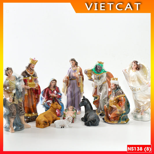 Set of 11 Christmas statues 15cm - Composite material NS138 Catholic gift, Christmas decoration