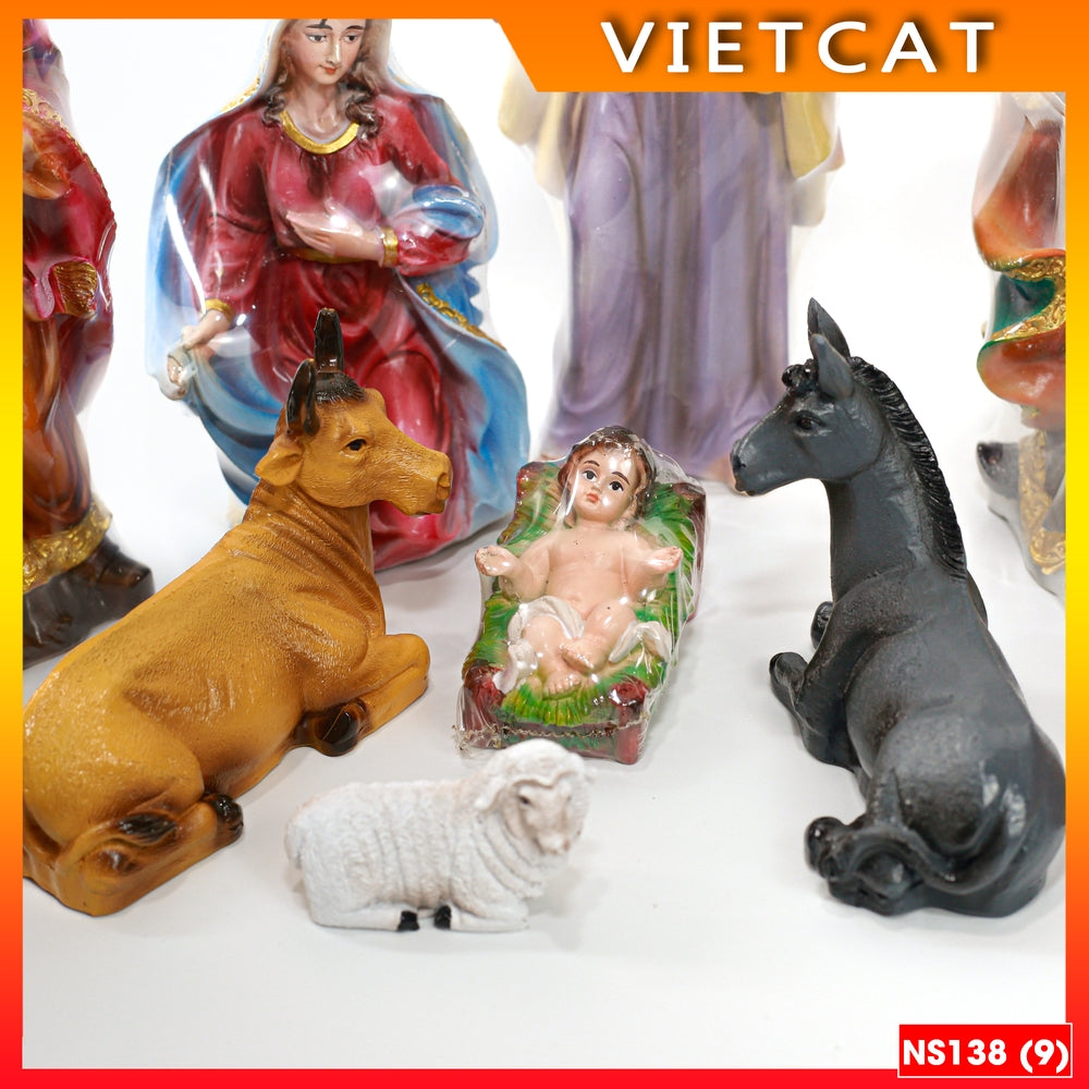 Set of 11 Christmas statues 15cm - Composite material NS138 Catholic gift, Christmas decoration