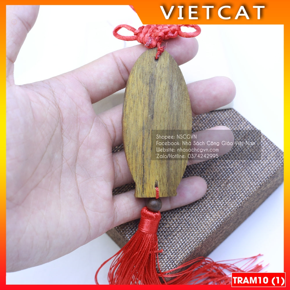 Agarwood car hanger in the shape of Our Lady of Grace TRAM10 - Catholic gift