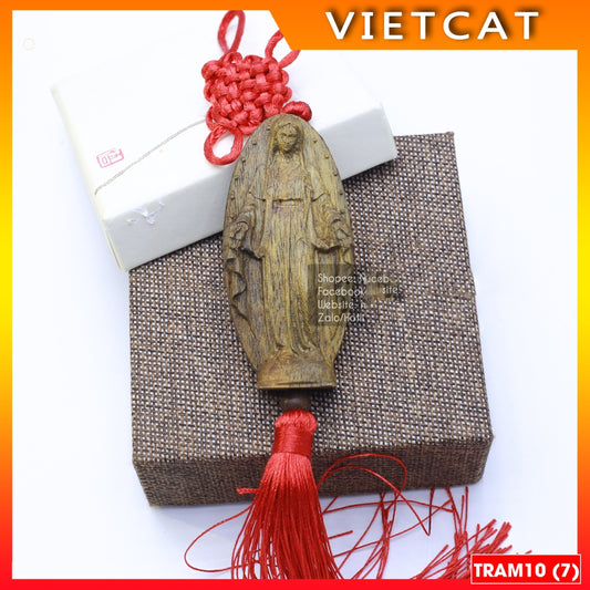 Agarwood car hanger in the shape of Our Lady of Grace TRAM10 - Catholic gift