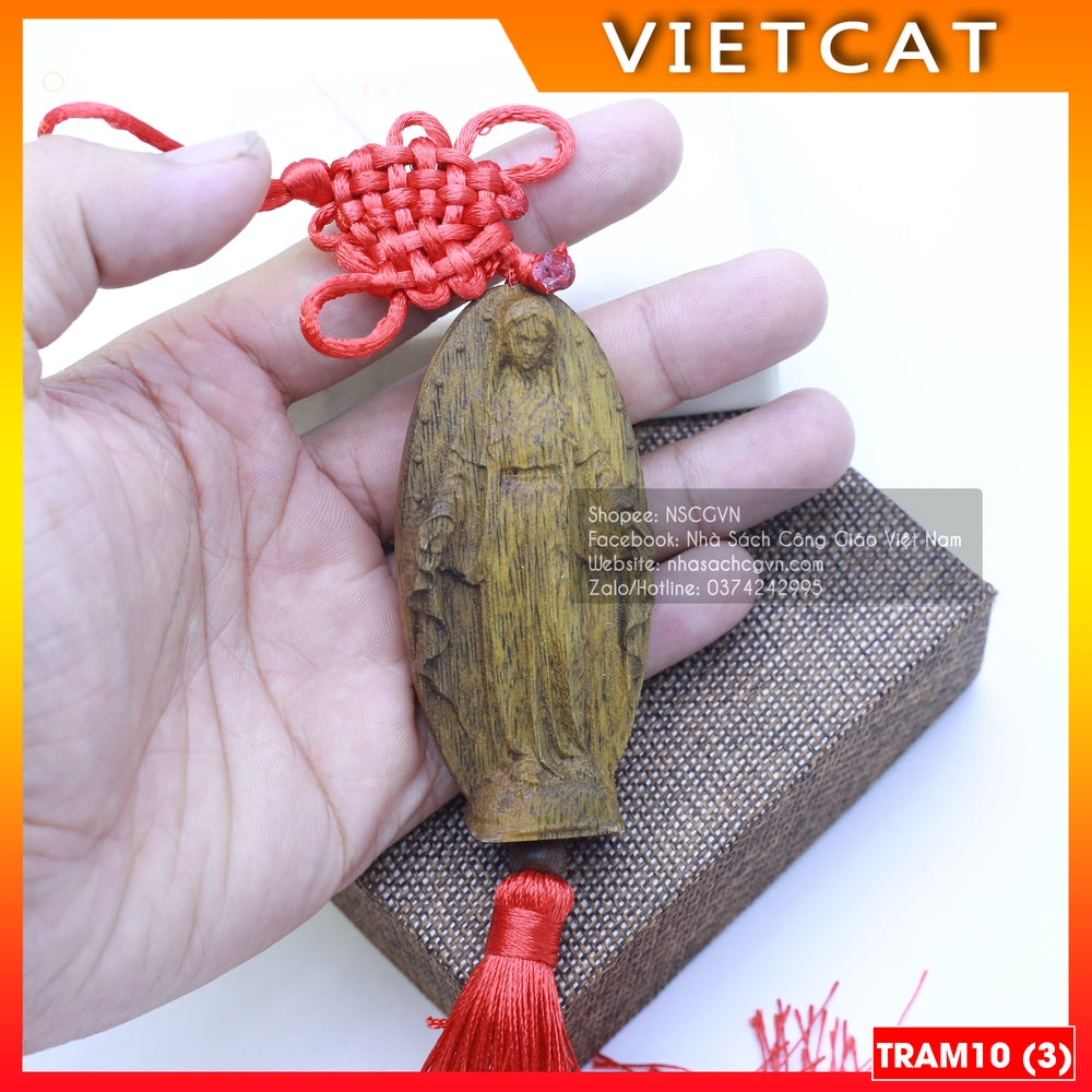 Agarwood car hanger in the shape of Our Lady of Grace TRAM10 - Catholic gift