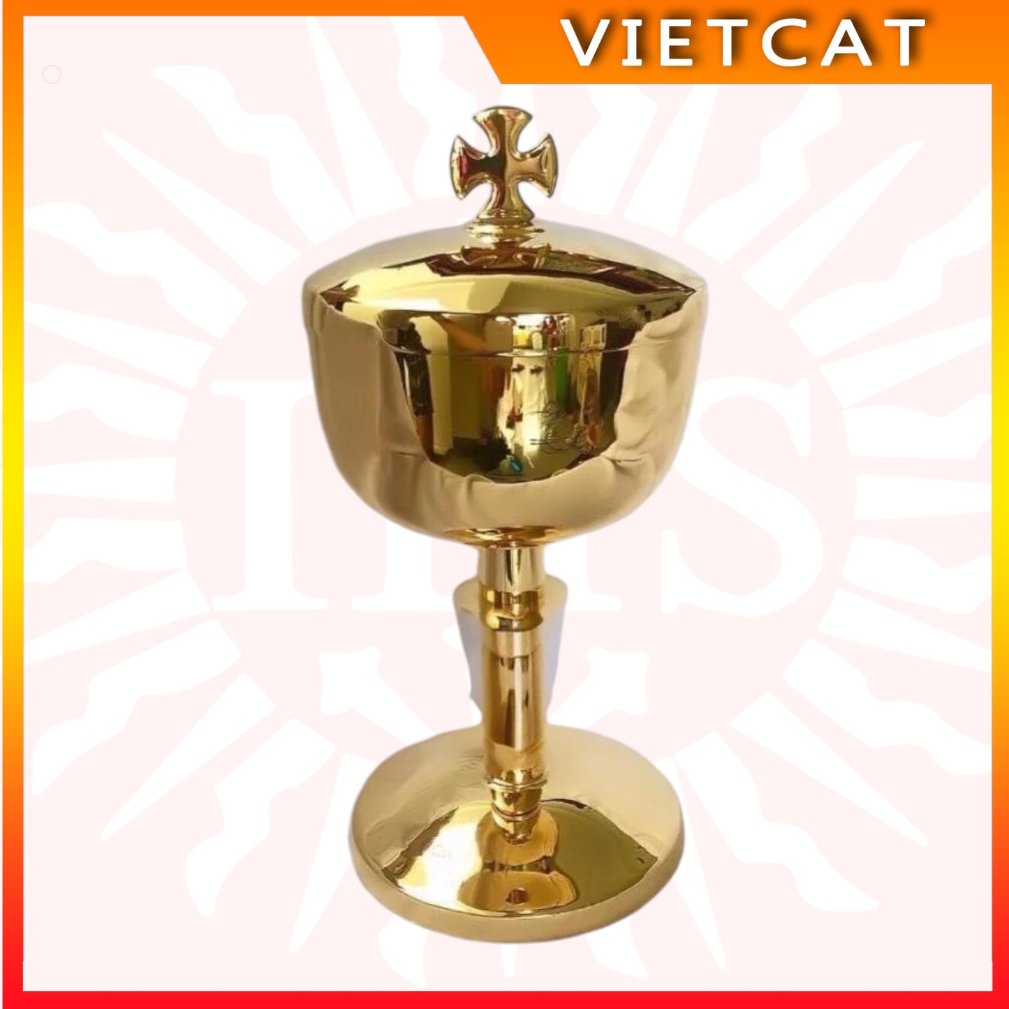 NSCB18 Chalice - Cibore Classic Gold Plated Holy Communion Vessel (300 loaves) - Catholic gift, ordination ceremony, priests