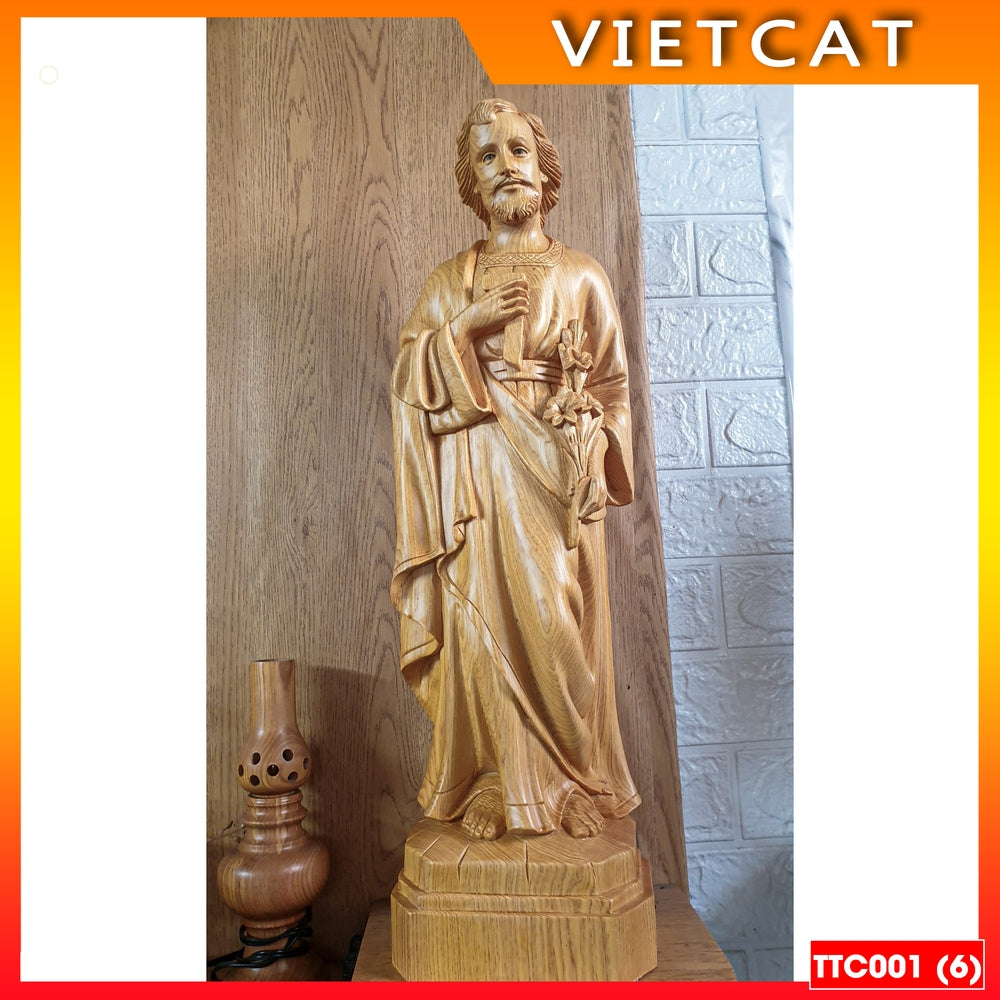 Combo set of 3 beautiful Pơmu Wood Catholic Altar statues 40cm 50cm 60cm TTC001