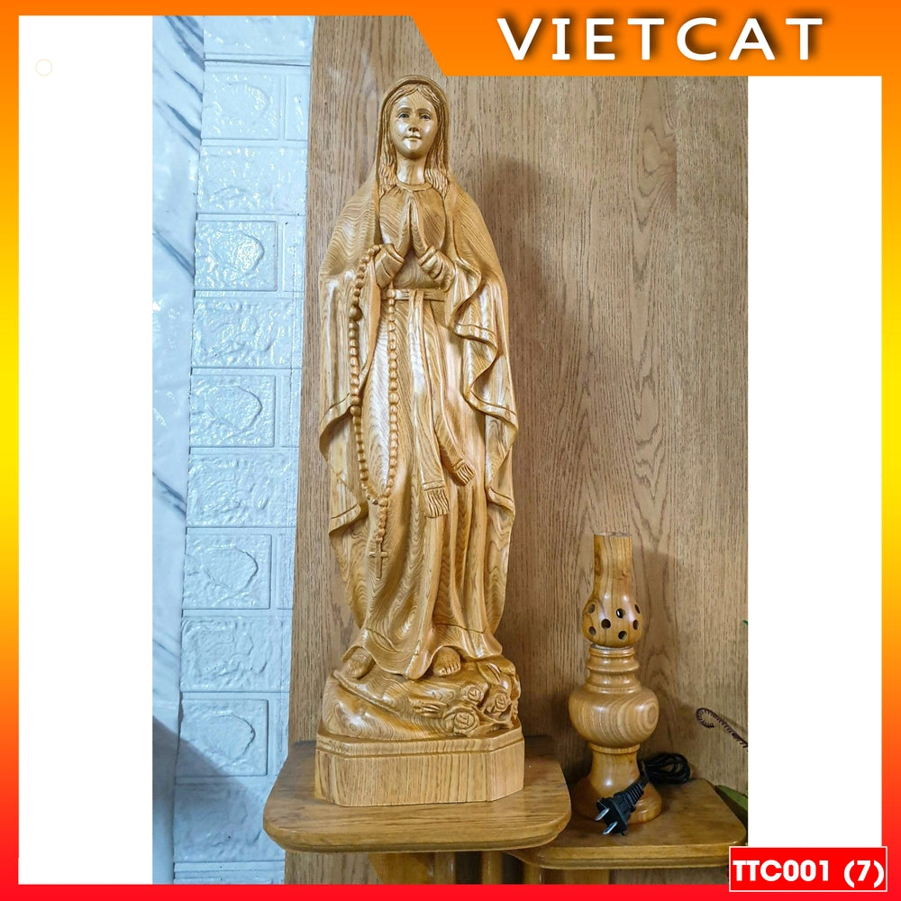 Combo set of 3 beautiful Pơmu Wood Catholic Altar statues 40cm 50cm 60cm TTC001
