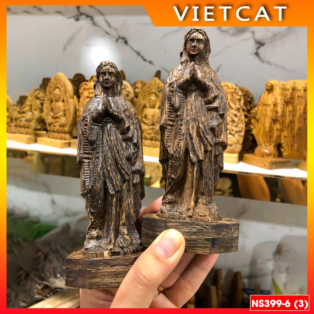 NS399 High-quality Agarwood statue of Our Lady of Grace / Loudres / St. Joseph 15cm for car, table Catholic gift