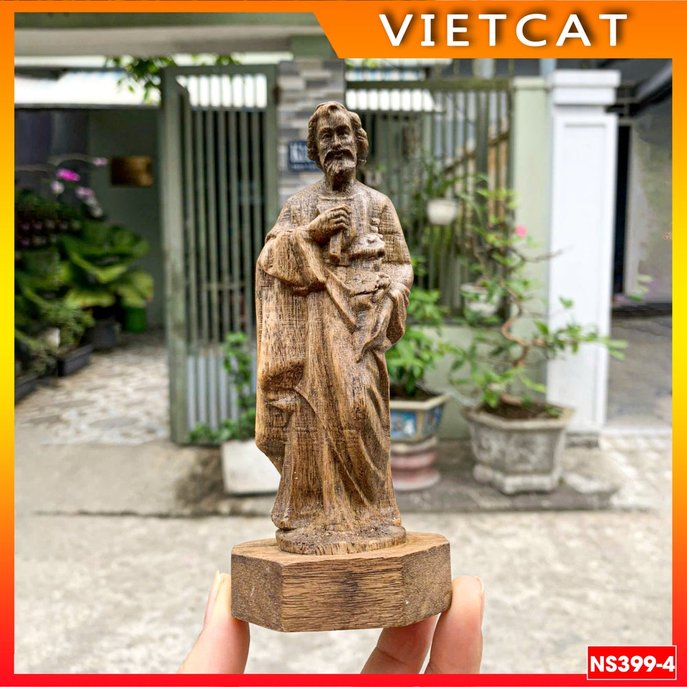 NS399-5 Agarwood statue of Our Lady of Loudres / St. Joseph 15cm for car, table Catholic gift