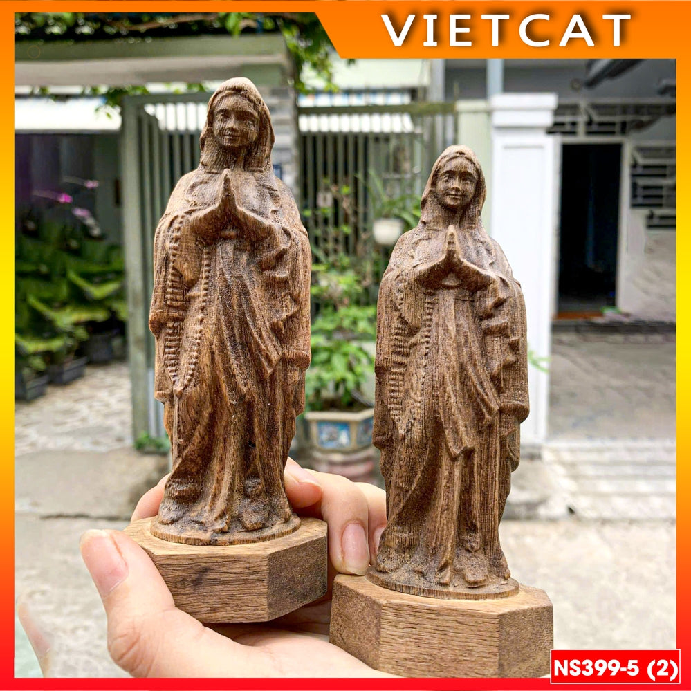 NS399-5 Agarwood statue of Our Lady of Loudres / St. Joseph 15cm for car, table Catholic gift