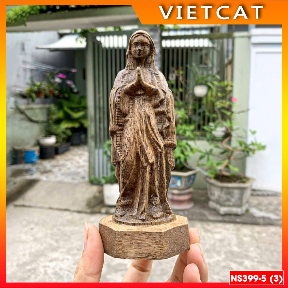 NS399-5 Agarwood statue of Our Lady of Loudres / St. Joseph 15cm for car, table Catholic gift