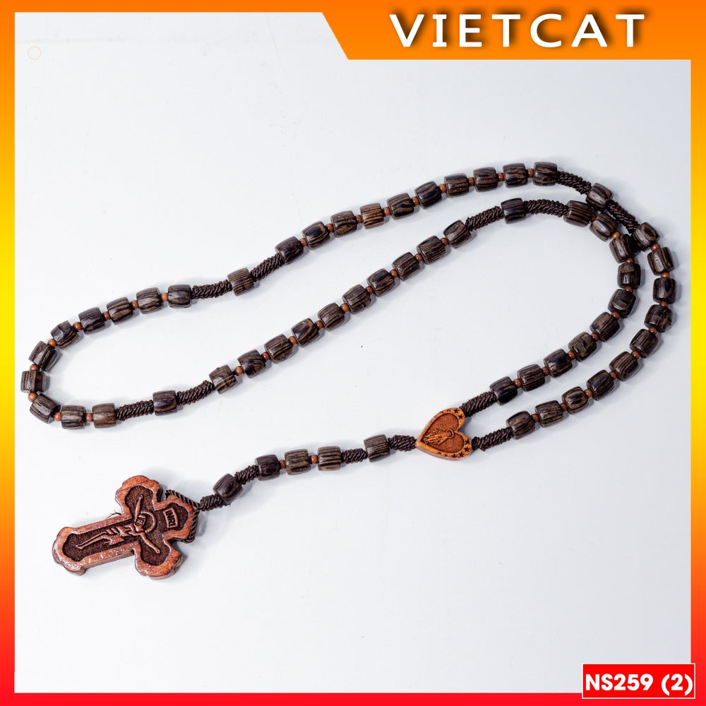 Rosary - 50 ebony wood rosary beads 6mm NS259 Catholic gift, CHRISTMAS, patron saint's feast, birthday