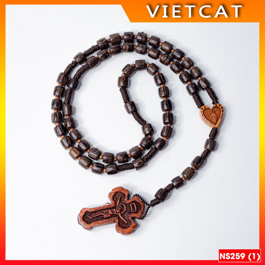 Rosary - 50 ebony wood rosary beads 6mm NS259 Catholic gift, CHRISTMAS, patron saint's feast, birthday