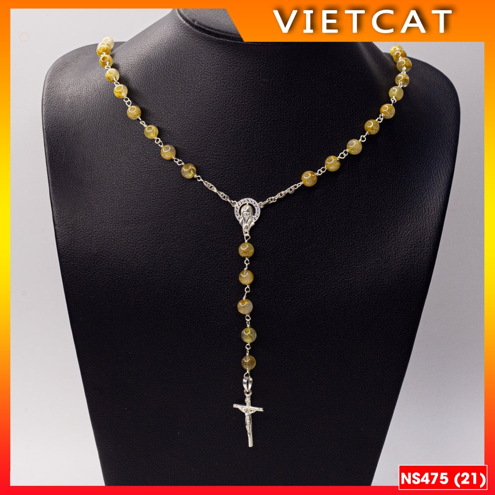 Rosary - Beautiful 50-beaded real stone rosary - Catholic gift NS475