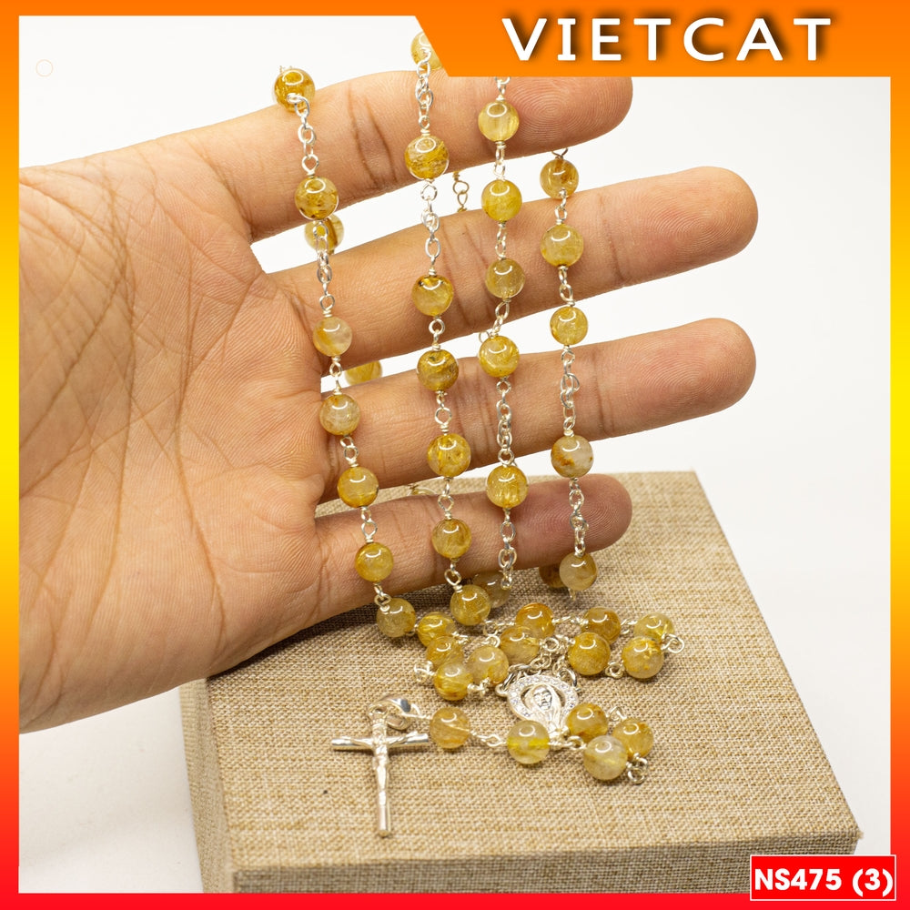 Rosary - Beautiful 50-beaded real stone rosary - Catholic gift NS475