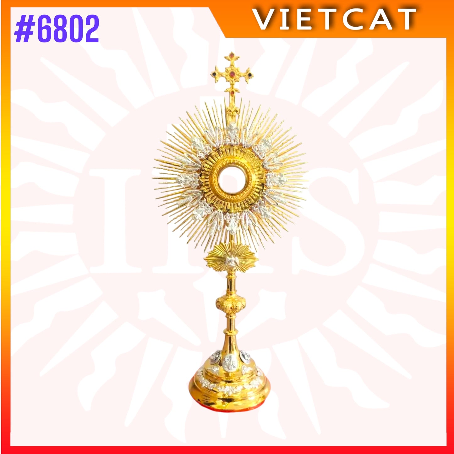 #6802 New Premium Vietnamese Gold-Plated Brass Monstrance｜H95 cm