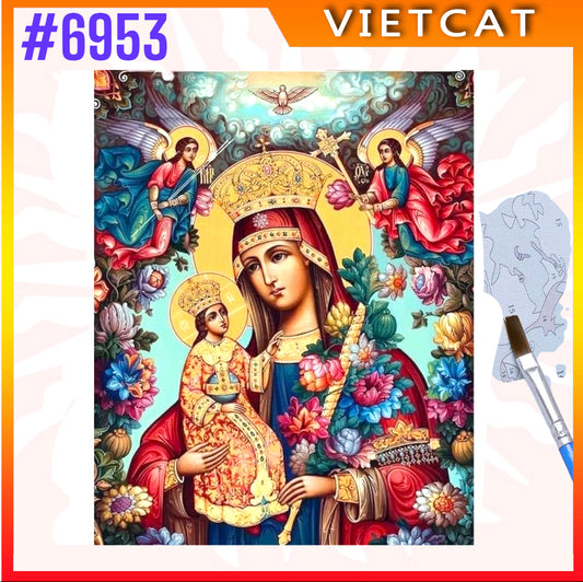 #6953 Eastern Madonna and Child DIY Paint-by-Numbers Canvas Painting｜Unpainted