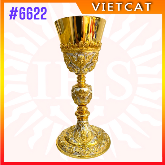 #6622 Chalice of the three Angels + Matching Paten | Gold-Plated Brass
