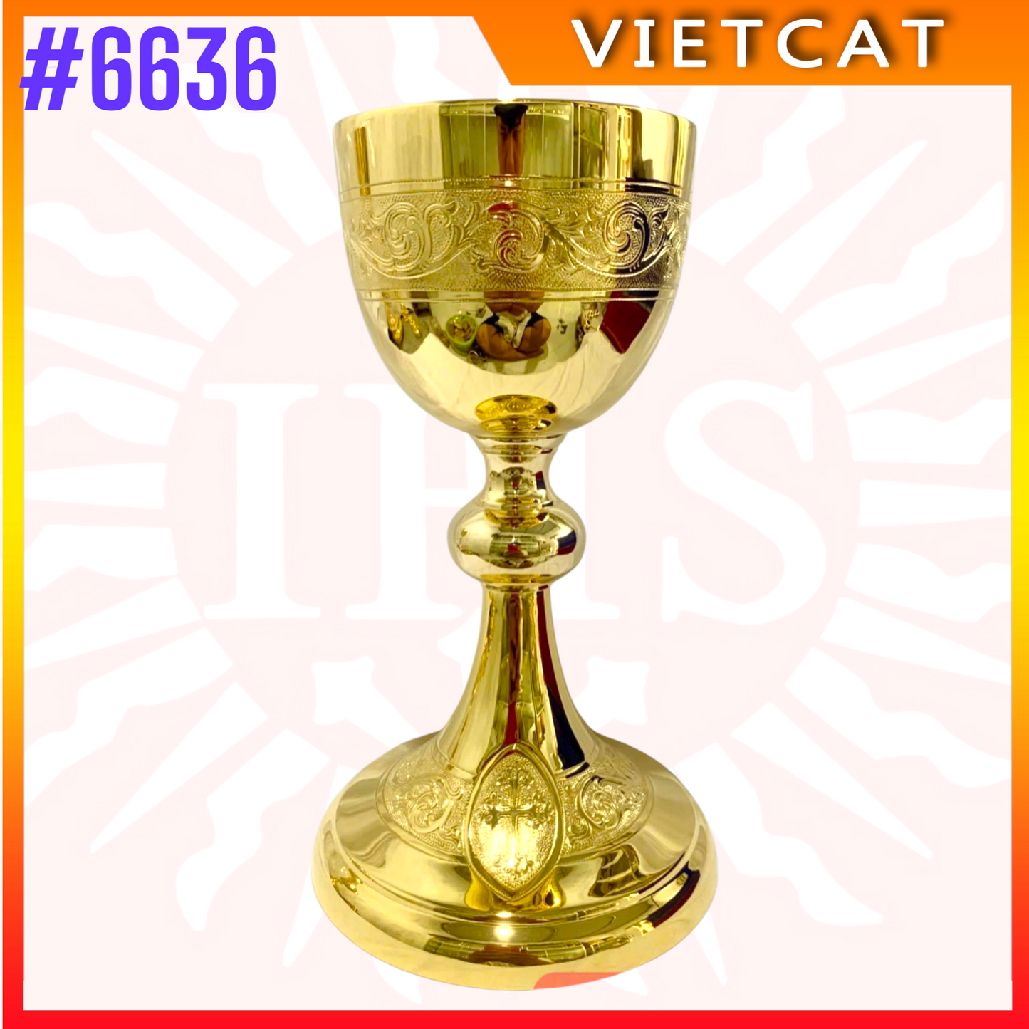 #6636 Gold-Plated Brass Chalice + Matching Paten | Made in Vietnam