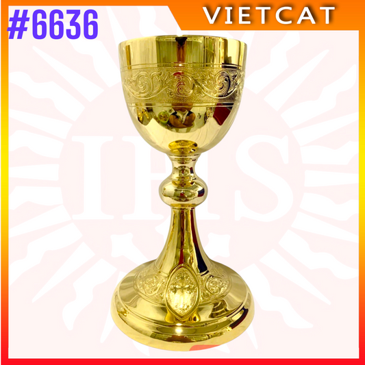 #6636 Gold-Plated Brass Chalice + Matching Paten | Made in Vietnam