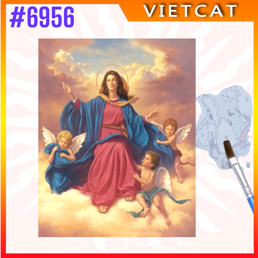 #6956 The Assumption of Mary DIY Paint-by-Numbers Canvas Painting｜Unpainted