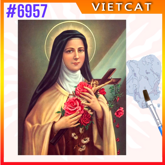 #6957 Portrait of Saint Thérèse of Lisieux DIY Paint-by-Numbers Canvas Painting｜Unpainted