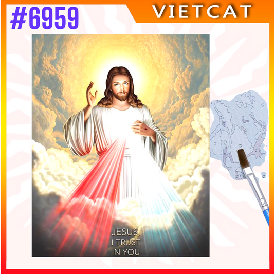 #6959 Divine Mercy of Jesus DIY Paint-by-Numbers Canvas Painting｜Unpainted