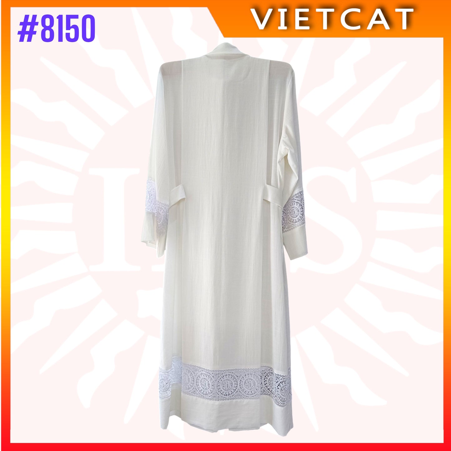 #8150 Catholic Priest Alb Pleated Lace Pulpit Liturgical Cotta Vestment Robe | India Fabric Made in Vietnam