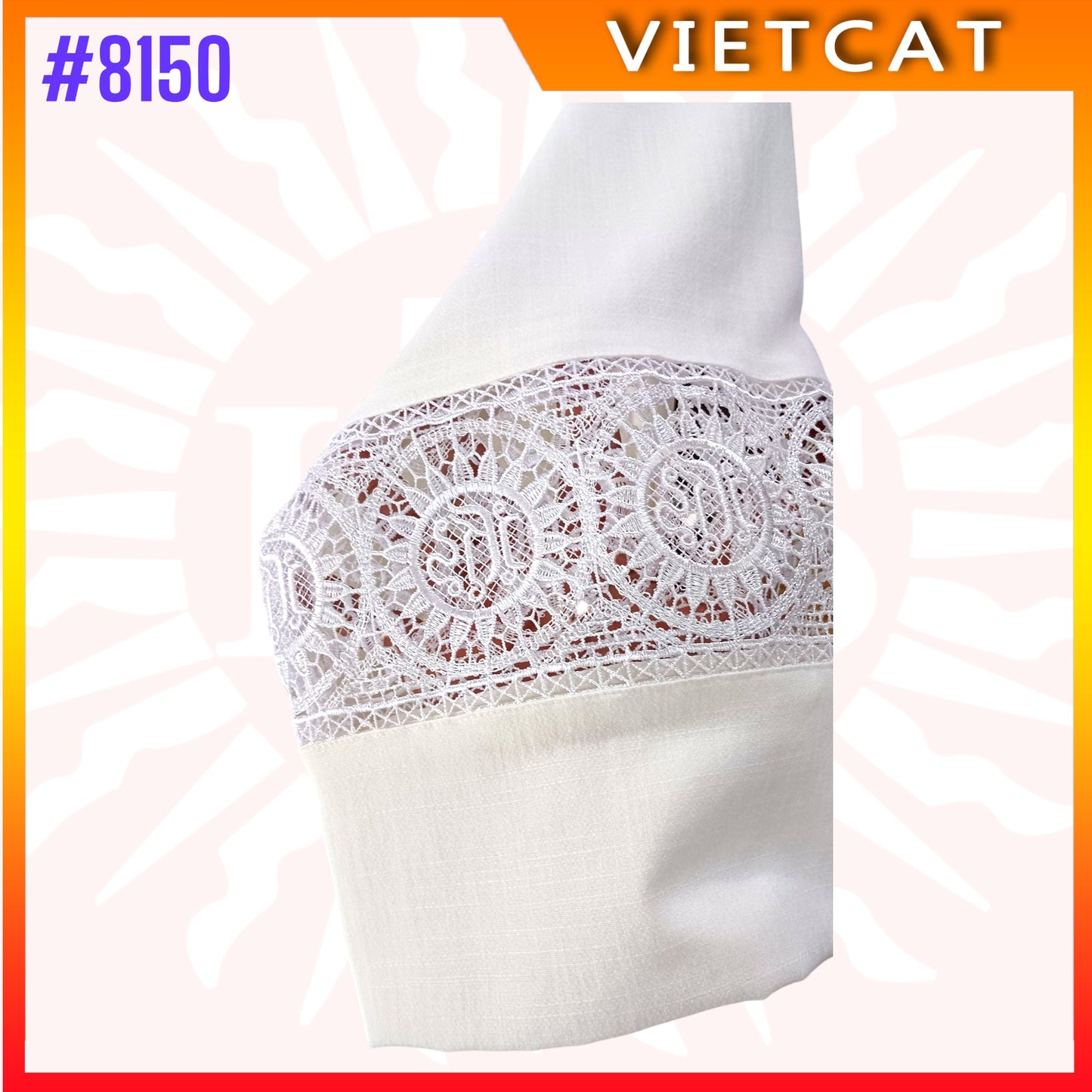 #8150 Catholic Priest Alb Pleated Lace Pulpit Liturgical Cotta Vestment Robe | India Fabric Made in Vietnam