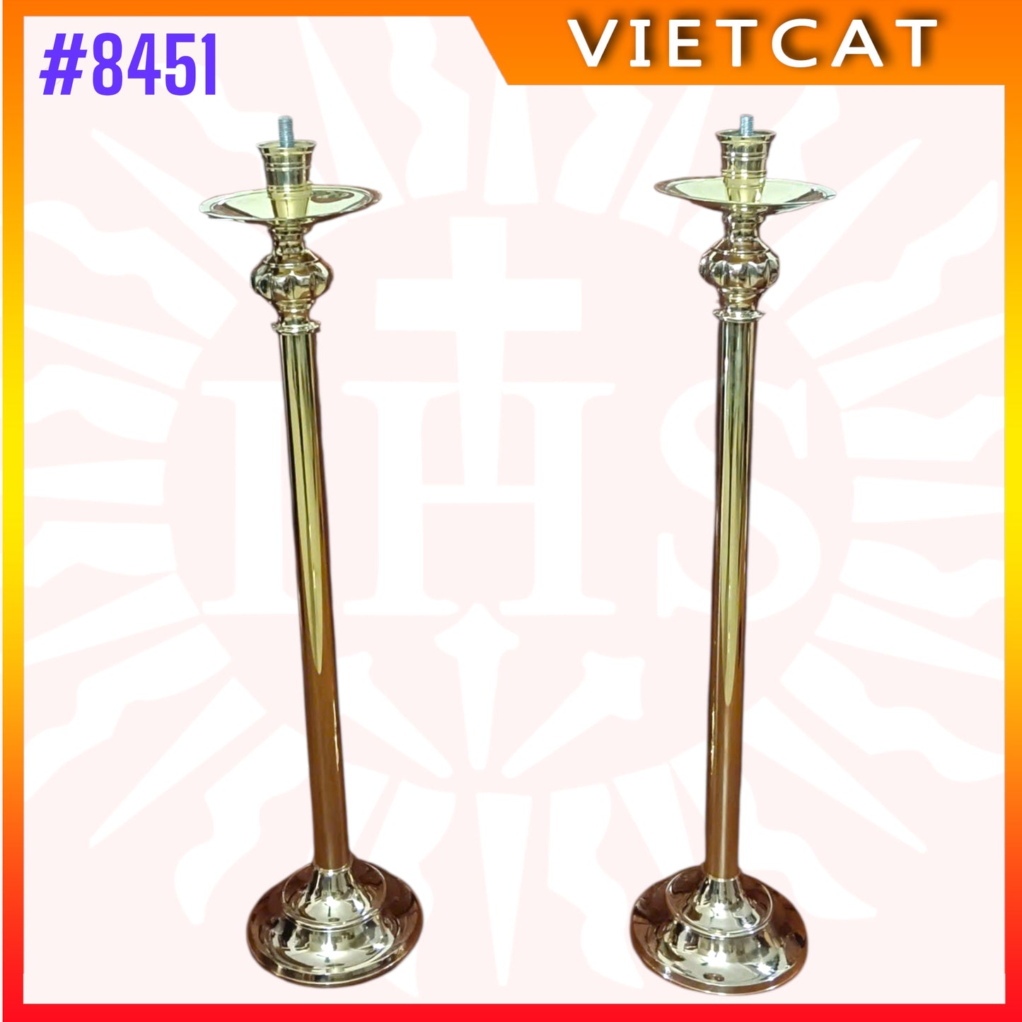 #8451 Brass Candlestick | Made in Vietnam  | H 72cm