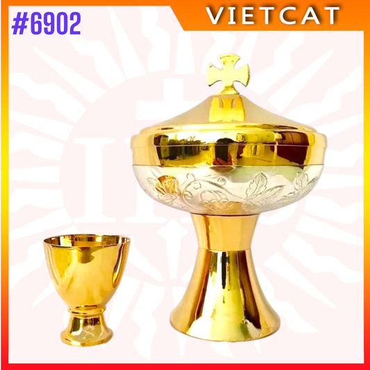 #6902 Premium Ciborium & Portable Chalice Combo | Gold-plated Brass | H19.5cm