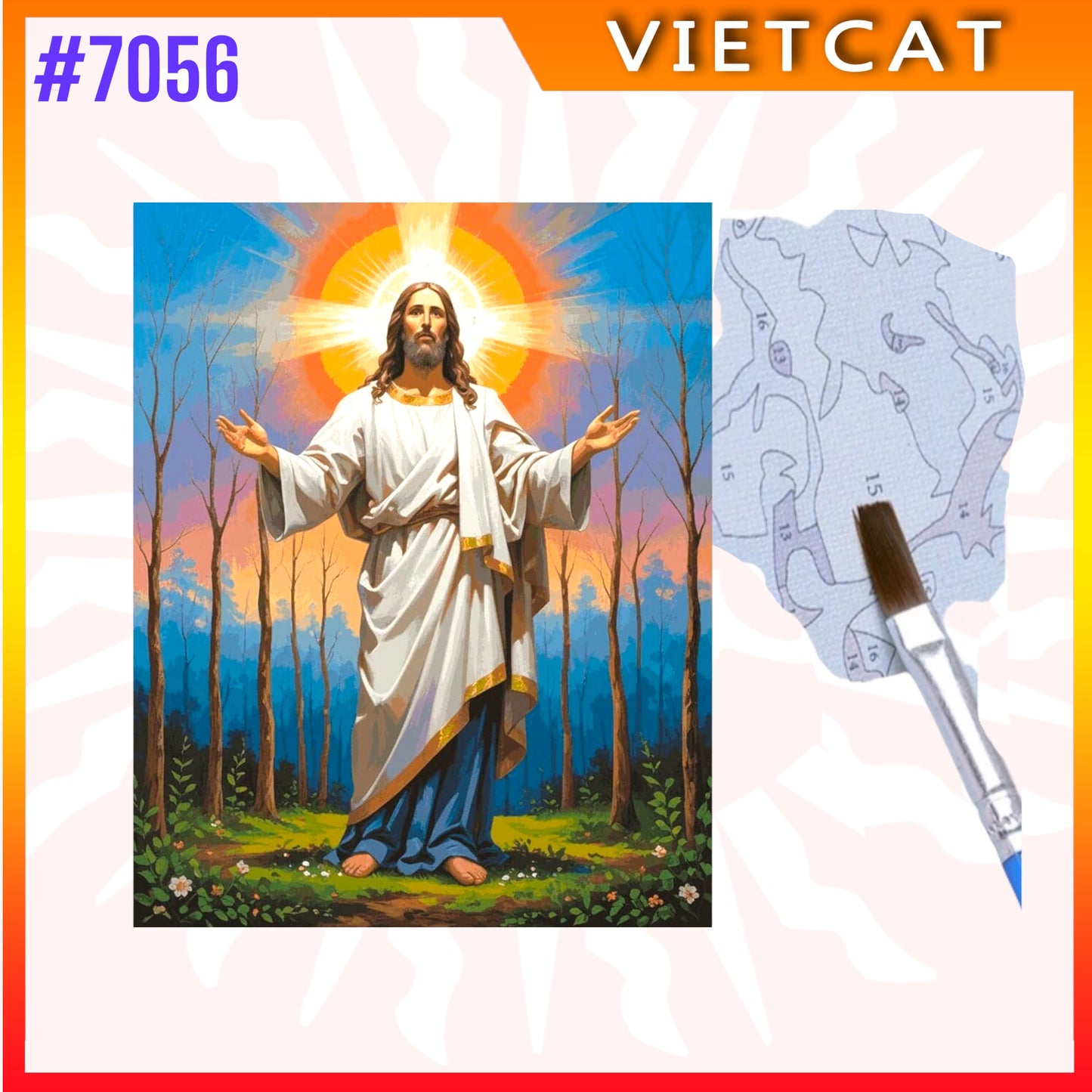 #7056 The Risen Lord DIY Paint-by-Numbers Canvas Painting｜Unpainted