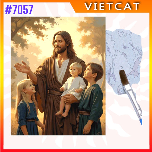 #7057 Jesus and the Children DIY Paint-by-Numbers Canvas Painting｜Unpainted