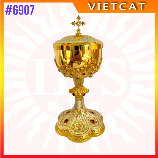 #6907 Premium Gold-Plated Brass Ciborium｜Baroque Grandeur & Liturgical Majesty
