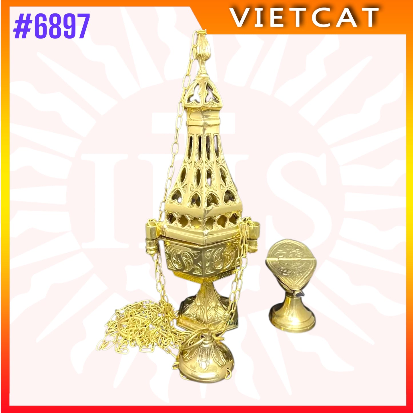 #6897 Premium Vietnam Imported Brass Thurible Set｜Incense Burner ｜H30 cm