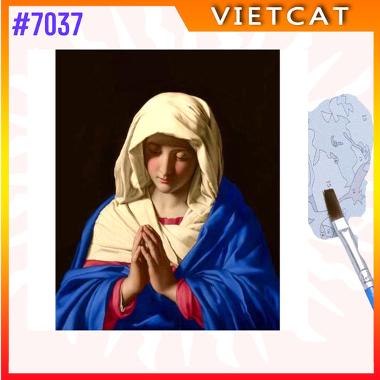 #7037 Our Lady Praying DIY Paint-by-Numbers Canvas Painting｜Unpainted