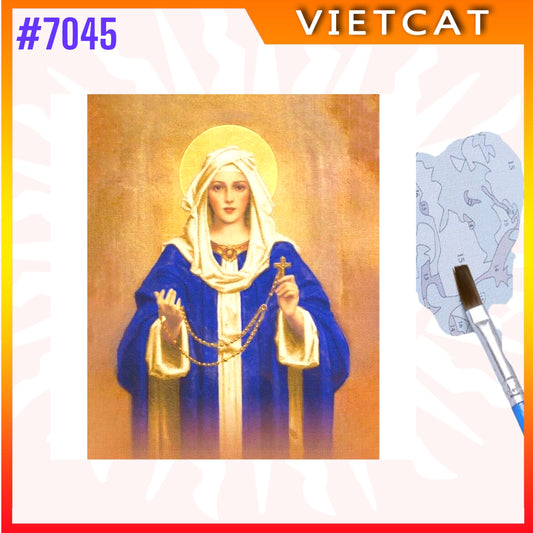 #7045 Our Lady Holding the Rosary DIY Paint-by-Numbers Canvas Painting｜Unpainted