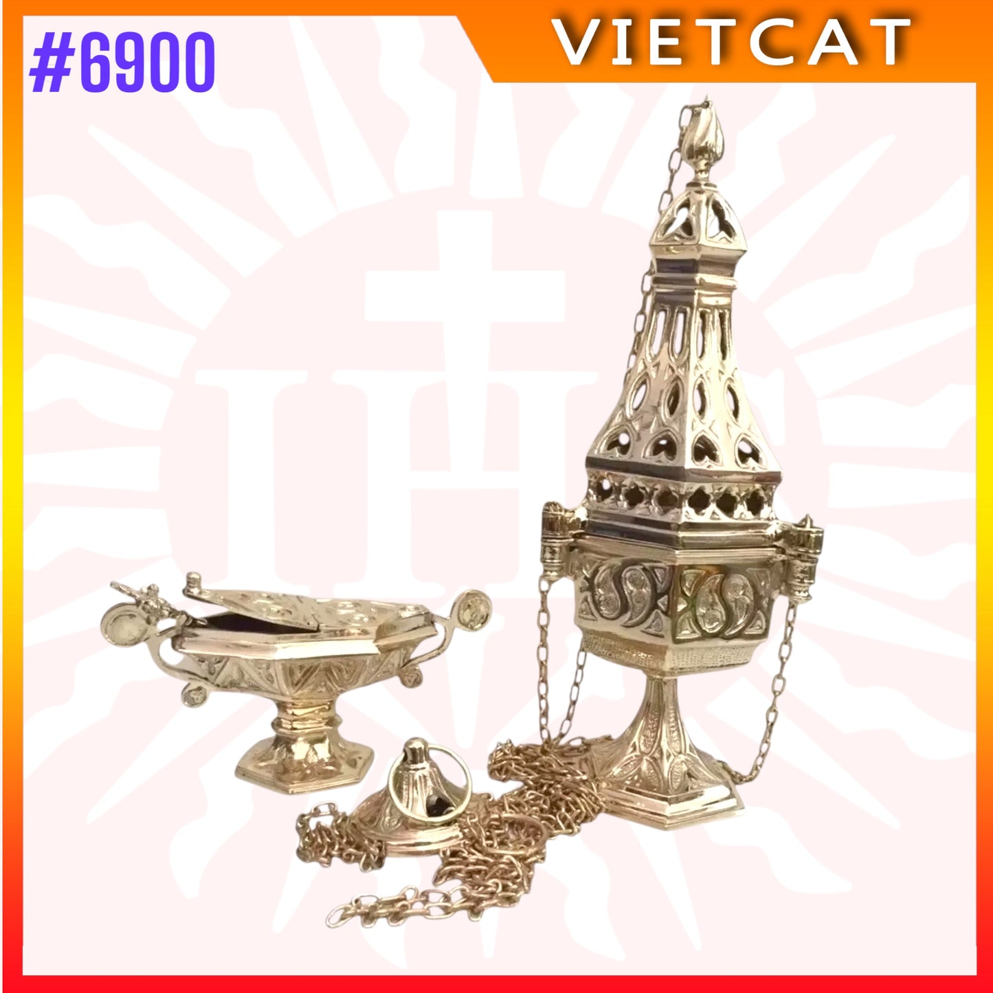 #6900 Premium Vietnam Imported Brass Thurible Set｜Incense Burner ｜H30 cm