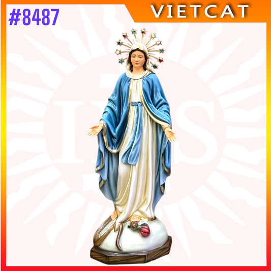 #8487 Fully Hand-Painted Solid Wood 55cm Immaculate Conception Virgin Mary Statue
