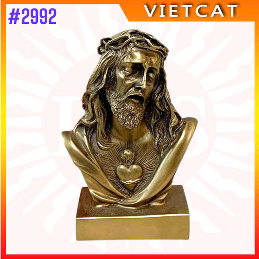 #2992 Sacred Heart of Jesus Bust Statue – Bronze Finish for Home Altar or Catholic Gift