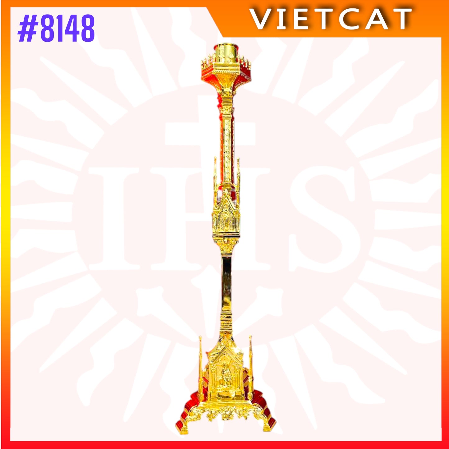 #8148 Premium Gothic Style Copper Candlestick | Made-in-Vietnam | H145cm
