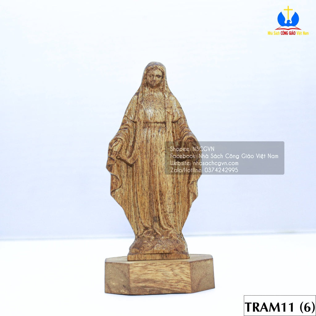 Agarwood statue of Our Lady of Grace 15cm TRAM 11 for car, table, Catholic gift